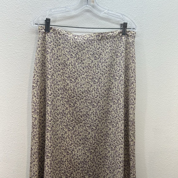 VTG Maxi Skirt Sz 14 Tan Floral Romantic Fairy Cottagecore 90s Chiffon Boho - Picture 2 of 6